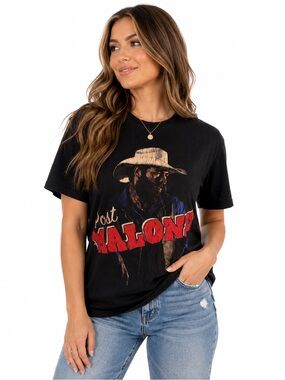 Post Malone Black GraphicTee - Red Lettering